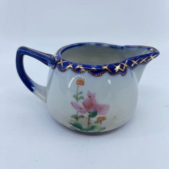 vintage nippon creamer and lidded sugar hand painted floral design gold decorati - Picture 12 of 16